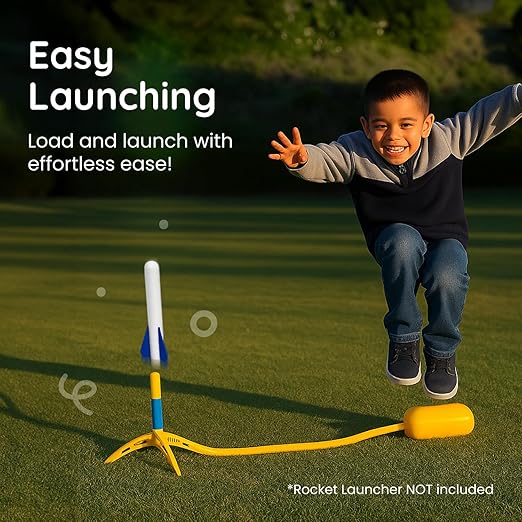 6 Pack Glow-in-The-Dark Foam Rockets - Botabee Stomp Rocket Refills - Outdoor Toy Set - 6.5 Inch Length - Exciting Universal-Fit Replacement for Rocket Launcher for Kids - Safe Foam Design