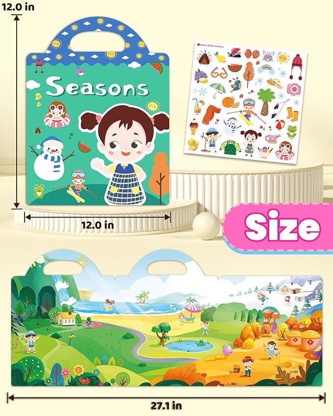 Reusable Sticker Book for Toddlers 2-4 Years, Stickers for Kids, Toddler Craft Activities, Toddler Travel Toys Ages 2+ Boy Girl Birthday Gifts