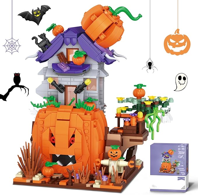 Halloween Pumpkin House Mini Building Blocks Set - 723PCS Halloween Themed Decor Kit, Creative Toys for Adults, Party for Adults