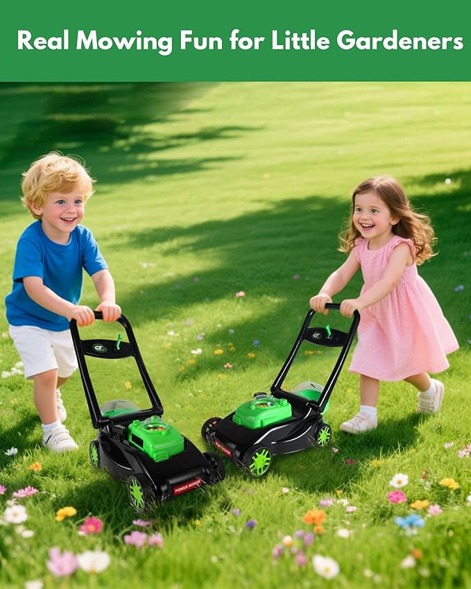 Kids Lawn Mower with Realistic Grass-Cutting Action and Sounds – No Batteries Required | Fun Outdoor Push Toy, Birthday Gift & Halloween Present for 3, 4, 5, 6, 7, 8 Year Old Boys and Girls (Black)