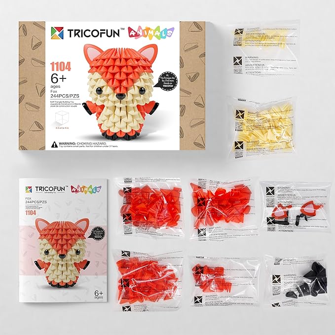 Animals 3D Soft Building Blocks - Cute Animal Kit, STEM Educational Toys, Enhance Hands-On Skills Interlocking Building Blocks (1104-FOX)
