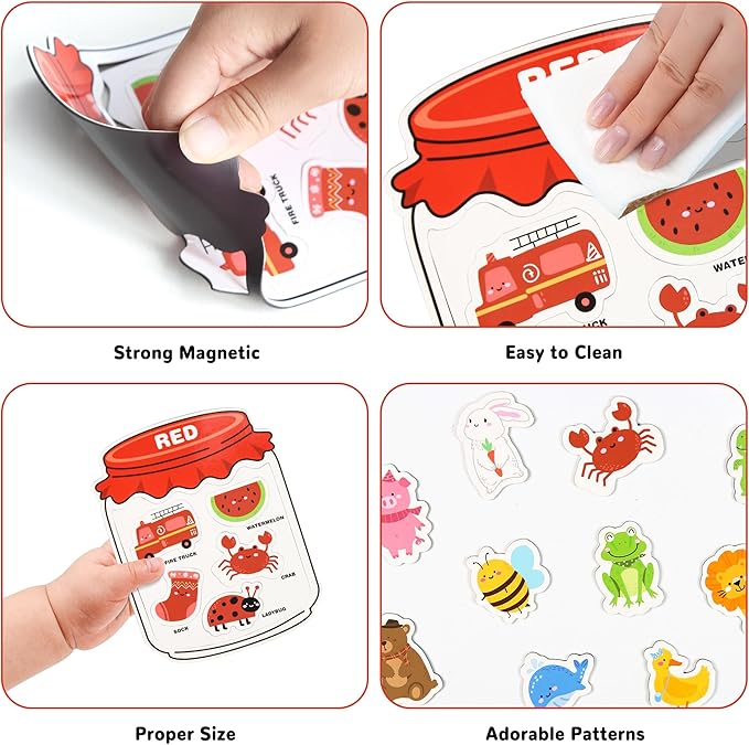 Magnetic Color Sorting Set for Fridge Toddlers 2 3 4 5 Montessori Color Learning for Whiteboard Basic Vocabulary Learning Kitchen Toys Kids pre-k Homeschool Classroom Must Haves