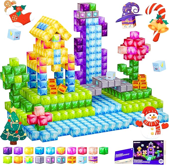 Magnetic Blocks, Jewel Adventures Edition, Magnetic Building Cubes, Boys & Girls Toddler Toys Age 3-5 4-8,Sensory Toy Gift for Kids, Upgraded STEM Gift 1.2 Inches