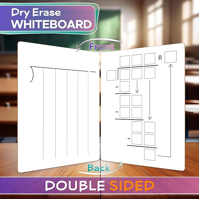 SCRIBBLEDO Dry Erase Division White Board 9x12Inch Small Division Chart Durable Portable Double Sided Math Manipulatives Practice Whiteboard for Kids Students Classroom and Home Long Division Lapboard