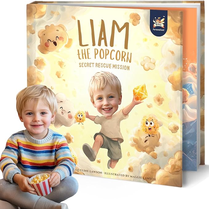 ELFINK Personalized Children Story Books - Popcorn Kingdom Adventures - Customized Name & Photo - Baby Gifts - Children Bedtime Story (Soft Cover)