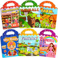 ASTARON 6 Pack Reusable Sticker Book, 3D Stickers for Toddlers 3-4 Years, Portable Travel Toys and Busy Book for Kids 3 4 Year Old Girls Boys