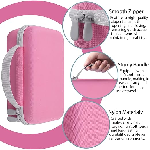 co2CREA Storage Organizer Case for 3D Printing Pen Set, Hard Case Compatible with SCRIB3D P1/Advanced, MYNT3D Super/Advanced, 3Doodler Start+/Flow/PRO and Filament Refill（Pink Case + White Zipper）