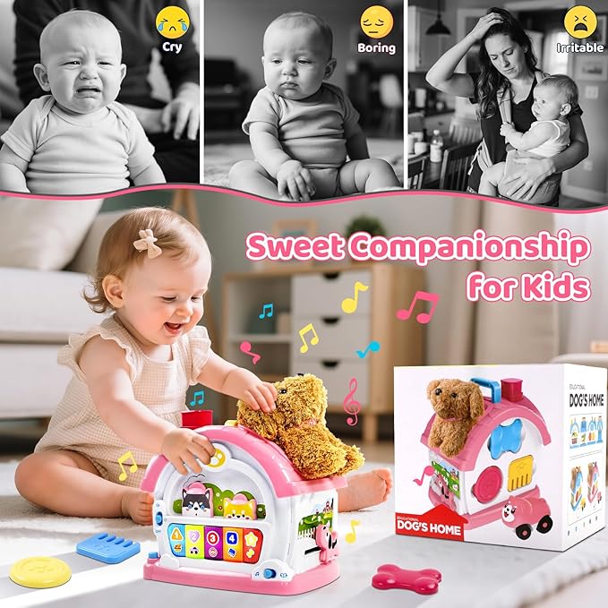 Marstone Toddler Toys for 1 Year Old Girl Gifts: Musical Bilingual Learning Toys for 1 2 3 Years Old Girls, Early Educational Baby Piano with Sound Light for 1st First Girl Boy Kids Birthday Gifts