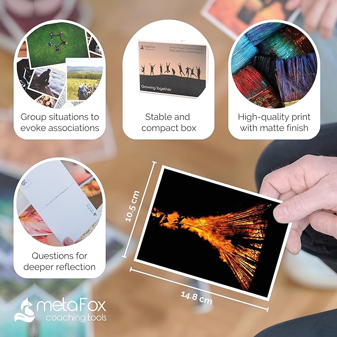 metaFox - 52 Inspirational Cards, Motivational Postcards, Picture Cards for Coaching & Therapy, Mindfulness Cards, Coaching Cards, Best for Team Building, Growing Together