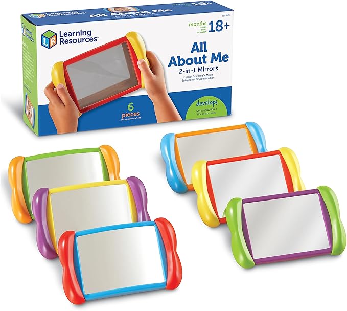 Learning Resources All About Me 2 in 1 Mirrors - 6 Pieces, Ages 18+ Months, Toddler Social Emotional Learning Toys, Mirror for Kids