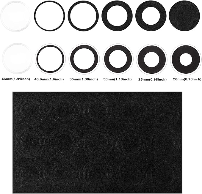 SPLF 100pcs Clear Plastic Coin Capsules, Coin Holder for Collectors, Coin Collection Case with Adjustable Gasket (20/25/30/35/40.6/46mm) for Silver Eagle Liberty Coin & JFK Half Dollar & Bitcoin More