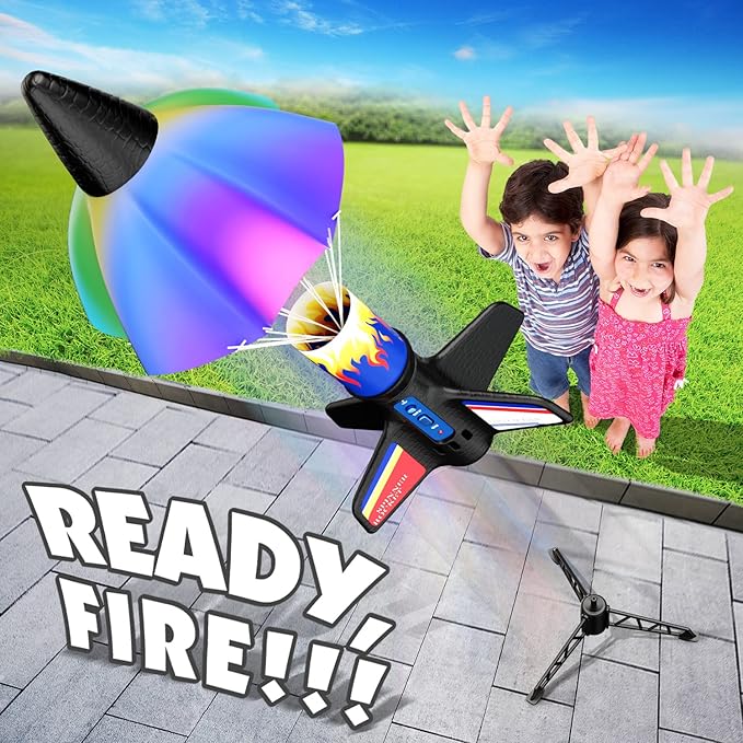 Flying Launcher for Kids - Electric Flying Toys with Parachute Recovery - Eco-Friendly Toy with Unlimited Re-Launch - Great Birthday Gift