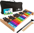 MINIARTIS Glockenspiel Xylophone | Full Size Glockenspiel Xylophone 27 Note Colorful Metal Keys for Adults & Kids | Percussion Musical Instrument Includes 2 Wooden Beaters, Songbook and Carry Case