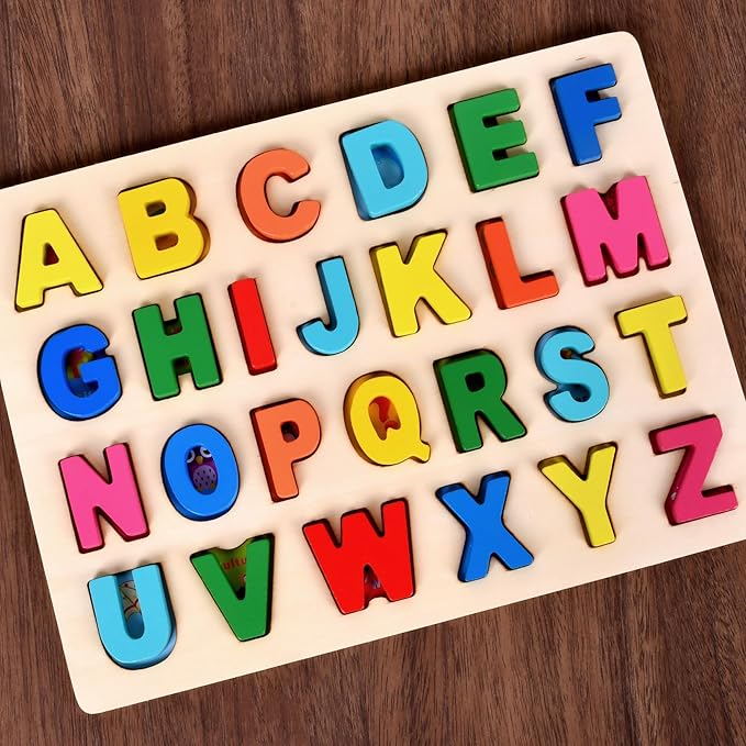 Alphabet Puzzle Wooden ABC Puzzle for Toddlers 3 4 5 Year Old Puzzles Learning Toys, Letter Block Floor Puzzles Toy Kids Ages, Preschool Educational Board Game for Boys and Girls Gifts Toddler