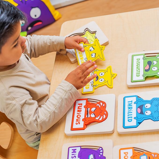 Open The Joy Layered of Emotions Puzzles – 24-Piece Emotional Regulation Puzzle for Kids | SEL Learning Tool for Identifying & Expressing Emotions | Wooden Puzzle for Ages 4+