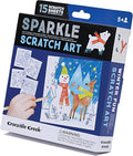 Crocodile Creek Winter Fun Sparkle Scratch Art for Kids - 16-Sheet Scratch Art Set with 10 Themed Sheets, 5 Blank Sheets, Stencil, and Stylus - Thoughtful Stocking Stuffers, Art Supplies for Kids