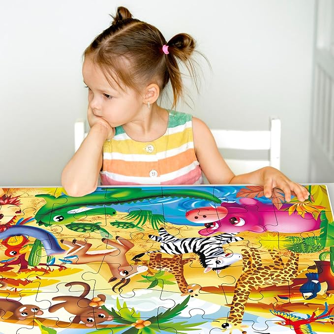 QUOKKA Giant Floor Puzzles for Kids Ages 3-5 - 2x3 Feet 48 Piece Puzzles for Kids Ages 4-8 - Educational Toys on Large Puzzles for Boys and Girls Ages 3-5 - Africa Toy Gift Activities