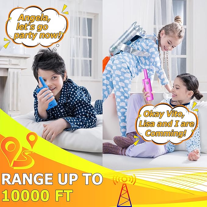 Walkie Talkies for Kids 2 Pack, Toys for Ages 4-13 Year Old Boys Girls with Flashlight LCD Screen, Long Range 22 Channels 2 Way Radio Indoor Outdoor Adventure Easter Xmas Birthday Gifts (Pink)