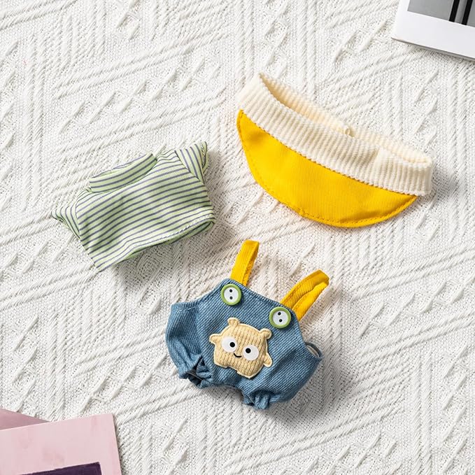 Clothes Set for 17cm Dolls, Hat & Overalls Set for 17cm Accessories Suit, Cute Clothes for Dress up Unique Style