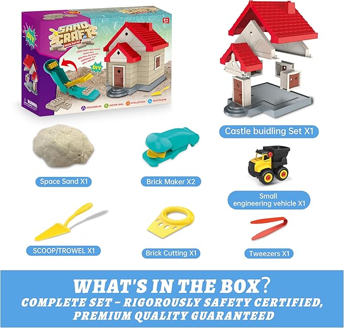 SIGHTEEDA Moldable Play Sand Kit for Kids 3-8 Years | 1.7 lbs Sensory Sand with 6 Tools & Molds | Mess-Free Indoor Sandbox Toys, STEM Learning Activities, Easy Clean Up