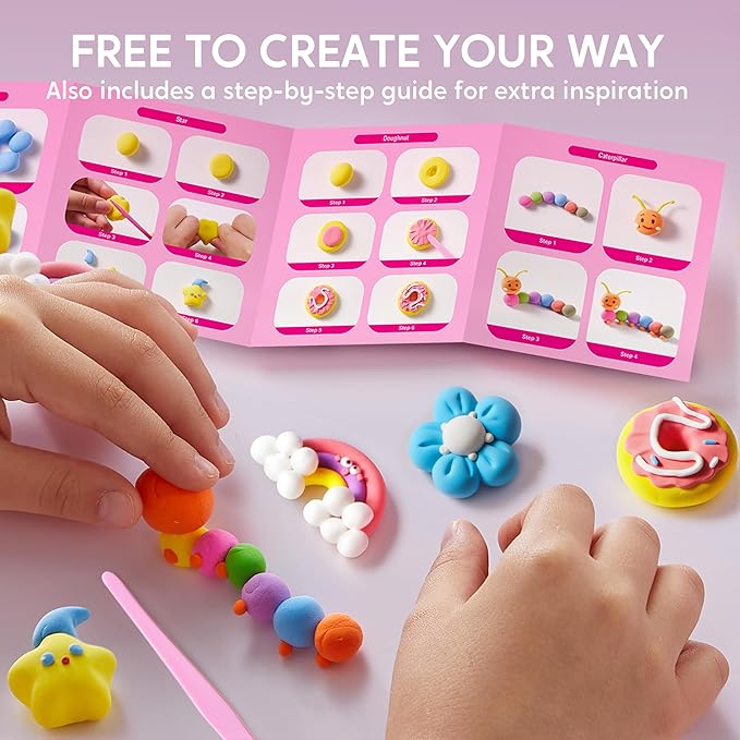 Klever Kits Air Dry Clay Painting, Air Clay Kit for Kids, 8 Pre-grooved Filling and Original Designed Boards, Easy Play and Non Toxic Material, Arts and Crafts for Kids Age 4-9