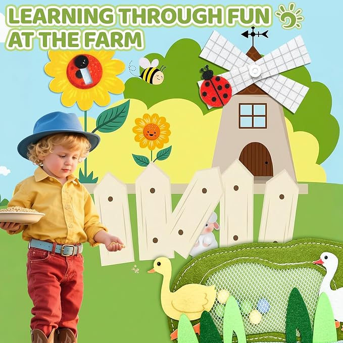 Busy Book for Toddlers - Farm Montessori Toys Busy Board for Boy Girl Gifts Educational Learning Activity Book Toddler Airplane Travel Toy Birthday Gift