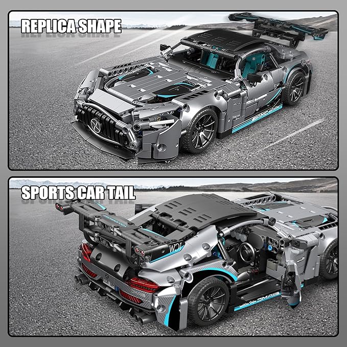 HIGH GODO Racing Car Building Kit for Adults,1:14 MOC Super Sports Car Building Blocks Construction Sets, Buildable Supercar Model for Kids Gift Giving or Collection(1466pcs)