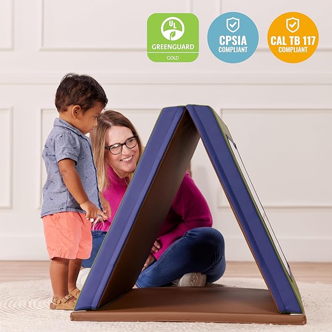 ECR4Kids SoftZone Folding Floor Mirror, Sensory Toy, Earthtone