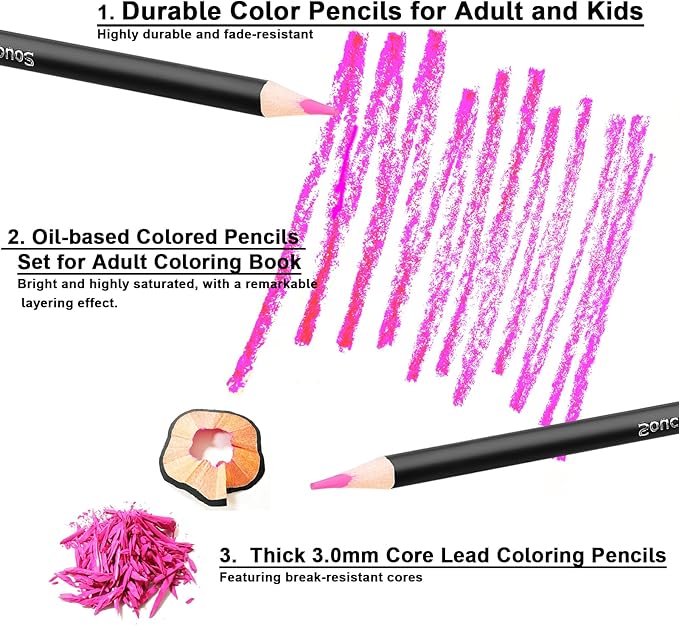 Soucolor 72-Color Colored Pencils for Adult Coloring Books, Christmas Stocking Stuffers for Teen Girl Boys Gifts, Soft Core Color Pencil Set for Kids Art Supplies, Coloring Drawing Sketching Pencils