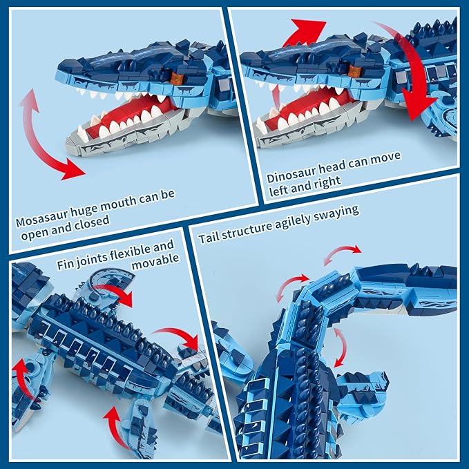 Mosasaur Dinosaurs Building Sets,805 Pcs Ocean Animal Building Toys,Sea Creatures Creativit Model Building Set,STEM World Park Building Kits,Office Home Decor Gifts for Adults,Teens and Kids