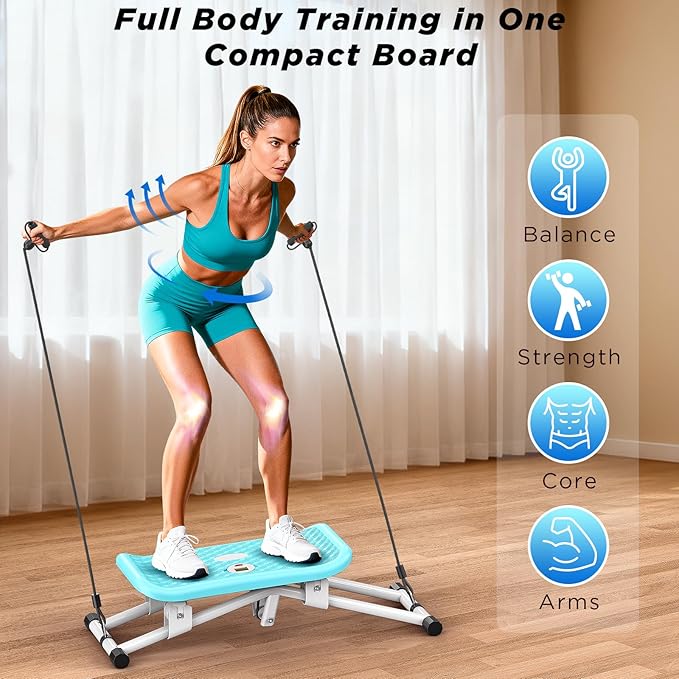 Balance Board Trainer with Resistance Bands – Multifunctional Core & Stability Training Equipment for Home Gym, Full Body Workout, Balance, Strength & Coordination