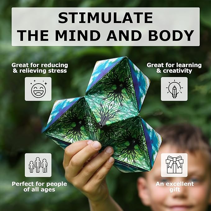 Shashibo Shape Shifting Box - Award-Winning Fidget Toy w/ 36 Rare Earth Magnets - Fidget Cube Transforms Into Over 70 Shapes, Sensory Toy Gift for Kids, Teens, and Adults (Confetti)