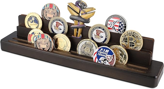 Display coin holder - 4 Rows challenge coin display coin holder(Coins not included) - Military Coin Display Stand