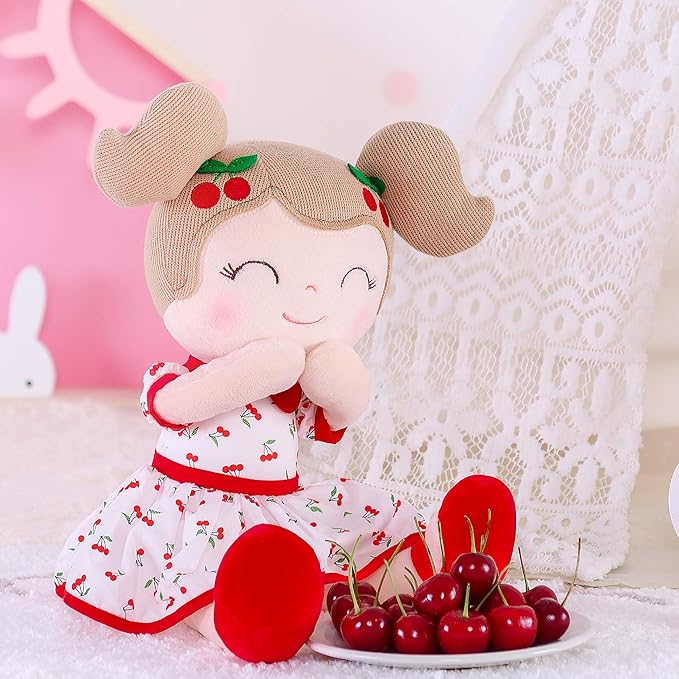 Gloveleya Baby Doll Girl Gifts Plush Toys Soft Dolls Baby Gifts Cherry Girl Red 14 Inches with Gift Box New…
