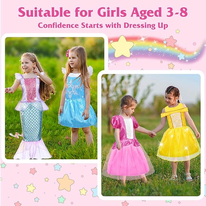 Princess Dress Up for Girls 4-6, Dress Up Clothes for Little Girls 3t-4t