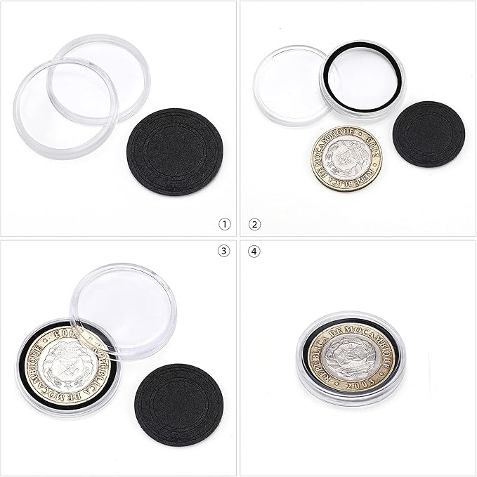 SPLF 100 Pieces 30mm Coin Capsules and 5 Sizes (17/20/25/27/30mm) Protect Gasket Coin Holder Case with Plastic Storage Organizer Box for Collection Supplies