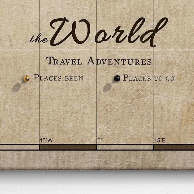 Canvas World Map with Cork Pin Board - English Lettering - Decorative Wall Decoration for All Rooms - Canvas Pictures with World Map Motif (90x60 cm, Pattern 12)