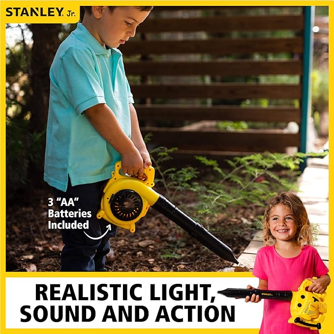 Red Toolbox Stanley Jr. Battery-Operated Blower: Safe and Fun Outdoor Adventure for Kids Ages 3 and Up