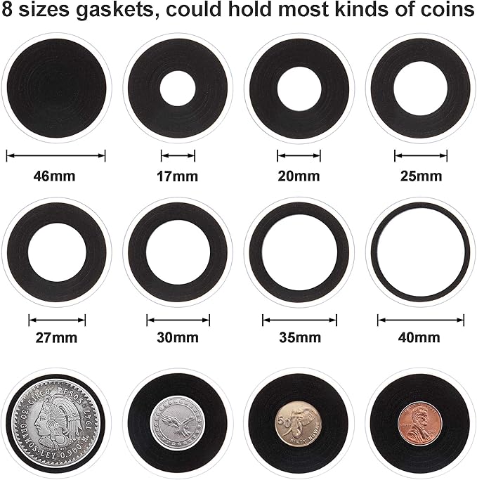 FRIMOONY 46mm Coin Capsules, with Foam Gasket and Plastic Storage Box, for Coin Collection, 2 Packs