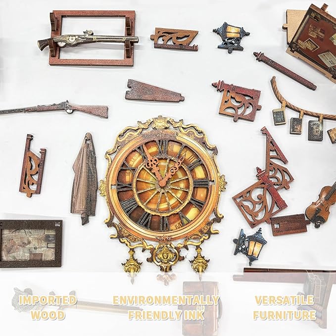 DIY Book Nook Kit, DIY Miniature Dollhouse Kits for Adults and Teens, Book Nook Bookshelf Insert Decor 3D Wooden Puzzle Bookend Miniature Kit with Sensor Light Creative Craft(Bell's Mystery)
