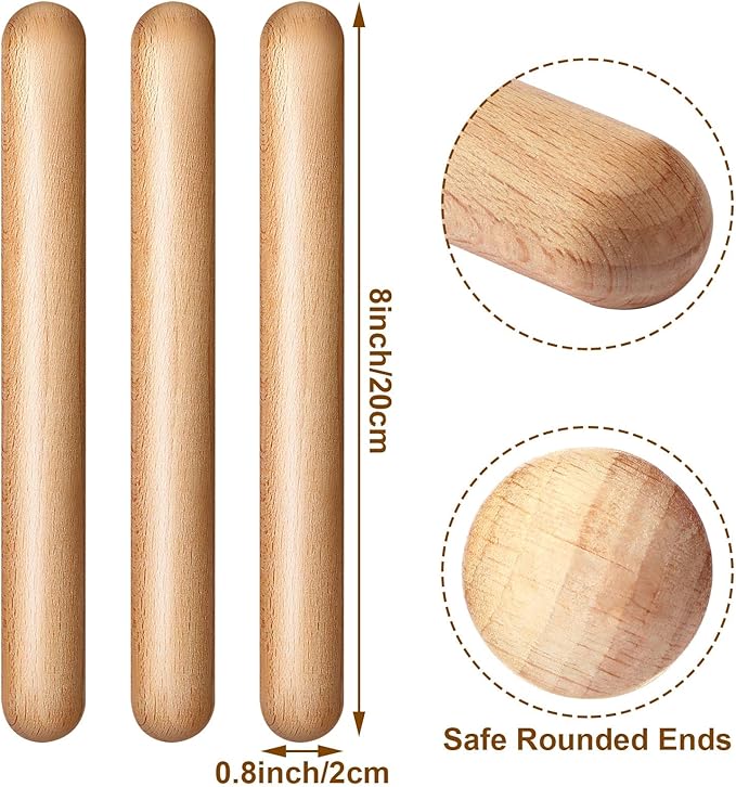 Boao 40 Pcs 8 Inch Music Rhythm Sticks for Kids Bulk, Music Lummi Sticks with Carry Bag, Classical Wood Claves Musical Percussion Instrument Drumsticks Classroom School Perform Show Set