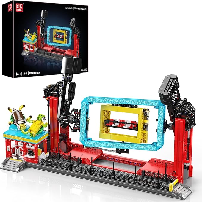 Mould King Rolling Swing Ride Building Blocks Set, 2118+ Pieces Amusement Park Model Kit with Motors, Creative Engineering City Sets, Collectible Building Toys for Teens, Adults