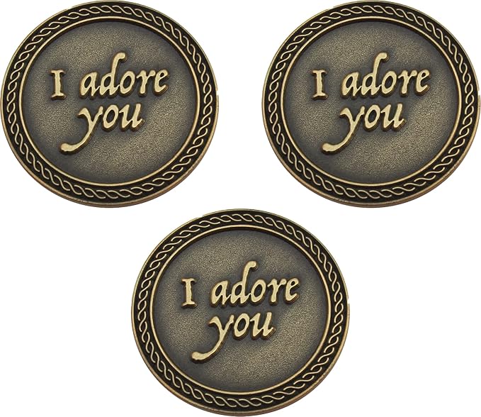 Bulk Set of 3 Romantic Love Expression Coins, I Adore You, I Want a Lifetime with You, Anniversary Pocket Tokens for Date Night, Love Gift for Men & Women, from Him or Her