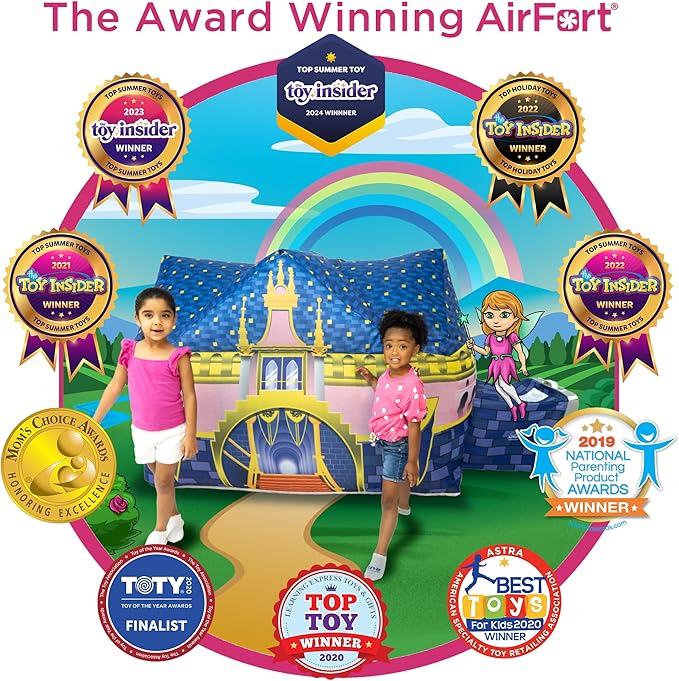 The Original Patented AirFort - Build A Fort in 30 Seconds, Inflatable Fort for Kids, Play Tent for 3-14 Years, A Playhouse Where Imagination Runs Wild, Fan not Included (Royal Castle)