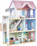 Giant bean Large Pink Wooden Dollhouse with Furniture for Girls with Doorbell, Light,Elevator, 6 Rooms 2.6ft High,15 Pcs Furniture & 3 Dolls, Kids Playhouse Toy for Girls 3-7+, 31.5" x 25" x 12.2"