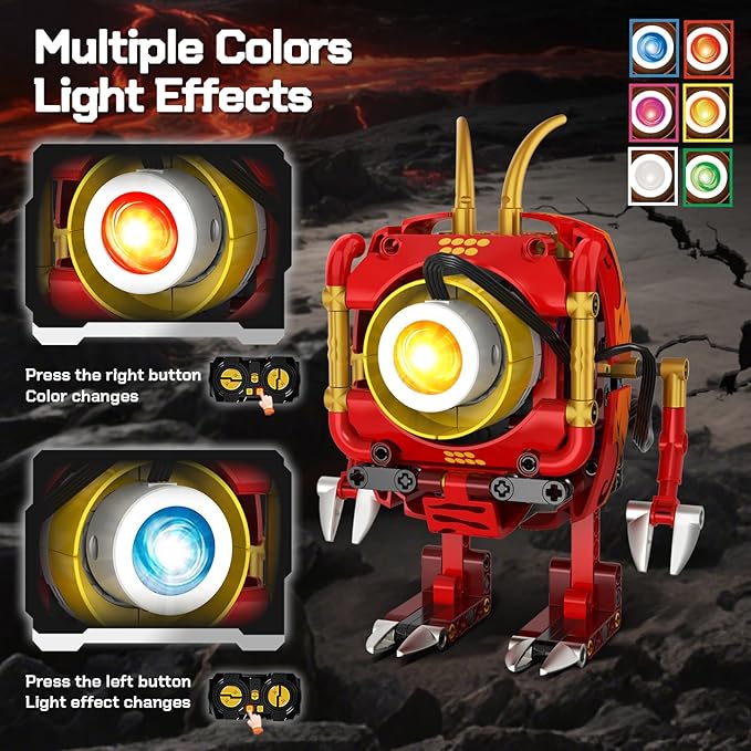 HOGOKIDS 5-in-1 Dragon Robot Building Toys with 6 Lighting Colors & 5 Light Effects - 354PCS Remote & App Control Robots Toy Set for Kids, RC Robot Building Toys Gifts for Teens Boys Girls Age 8-12