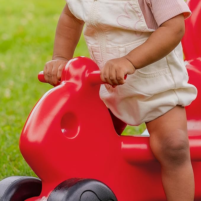 CarePlay 2-in-1 Squirrel Push & Ride-on Toy, Indoor & Outdoor Use, Made in The USA, Durable Construction, 4-Pack Blue, Red, Green, & Purple