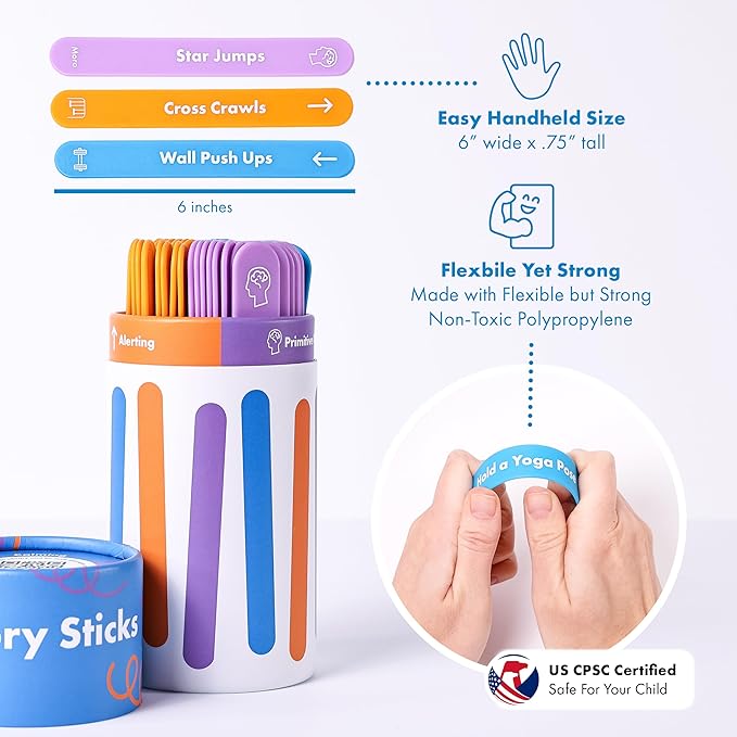 Harkla Sensory Sticks – 60 Sensory Activities to Help Kids Relax, Refocus and Reduce Anxiety | Easy-to-Use Brain Break Kit | Science Backed - Occupational Therapist Approved