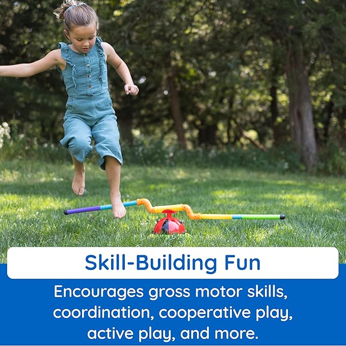 Fat Brain Toys 2-in-1 Musical Jump 'n Toss, Active Indoor/Outdoor Games for Kids Ages 4+, Fun Toys, Kids Activities