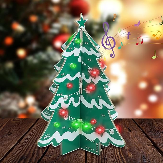 Christmas Tree DIY Soldering Kit – Electronics Xmas Tree Soldering Project with RGB LEDs & Music, Hands-On Christmas Soldering Practice Kit for Teens & Adults STEM Learning Holiday Decor & Gift